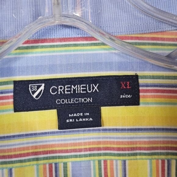 Cremieux Collection Yellow Striped Button Down Shirt Sz XL Flip Cuff Pastel - Picture 7 of 9